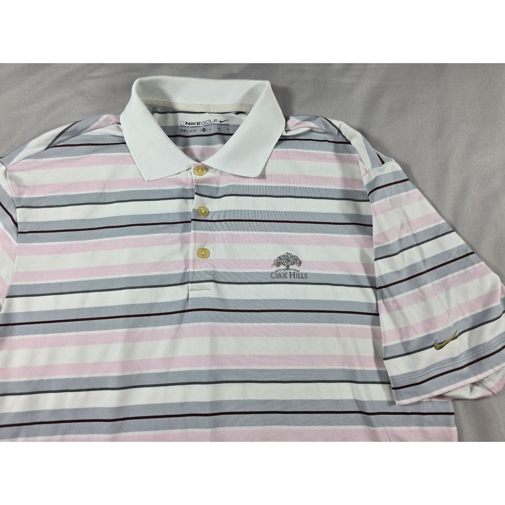 Oak Hills Country‎ Club Nike Dri-FIT Golf Polo Shirt Mens Medium Striped